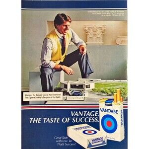 Vantage Cigarettes "The Taste of Success" Vintage Print Ad 1983